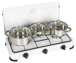 Bo-Camp Sets De Cuisson Elan 1 Plus En 3 Parties Acier Inoxydable Silver -Camping En Plein Air bo camp pannenset elan 1 plus 3 dlg rvs 1