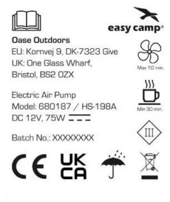 Easy Camp El Nino 12V Pump -Camping En Plein Air easy camp el nino 12v pump black 13 x 11 5 x 10 2 cm black 1